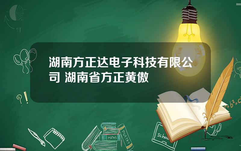 湖南方正达电子科技有限公司 湖南省方正黄傲